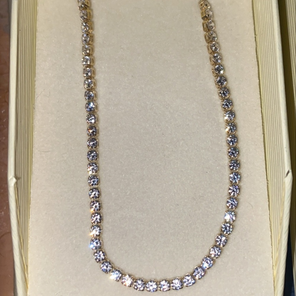 Real gold 14k tennis necklace